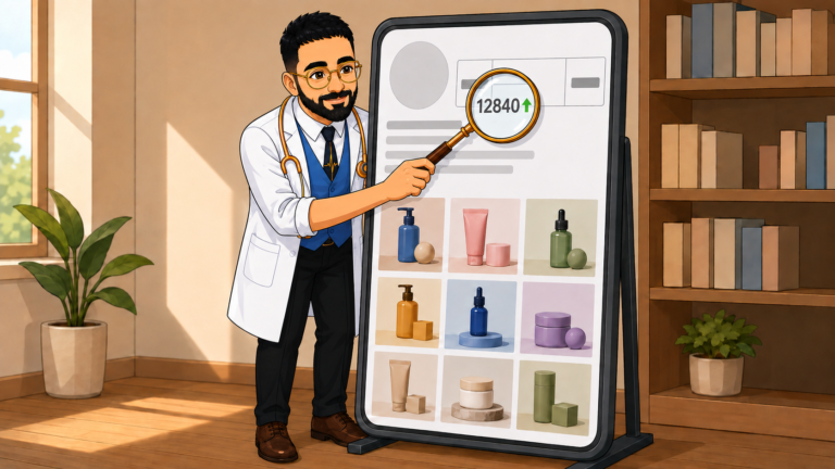 دکتر کسب‌وکار با ذره‌بین روی تعداد فالوورهای یک پیج اینستاگرام که رو به بالاست